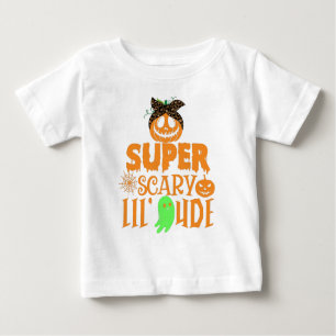 T-SHIRT POUR BÉBÉ VINTAGE SUPER SCARY LIL' DUDE - CUTE SCARY CITROUI