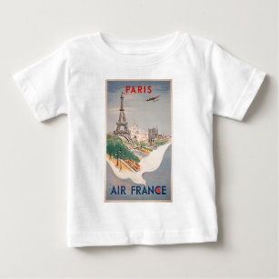 T-shirt Pour Bébé Vintage Tour Eiffel Paris Air Travel Publicité