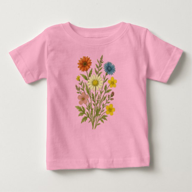 T-shirt Pour Bébé Vintage wildflower (Devant)