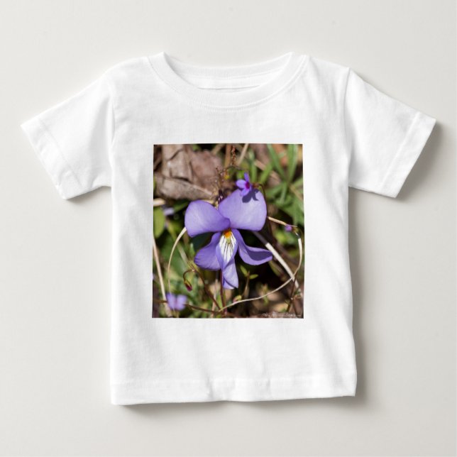 T-shirt Pour Bébé Violette à pieds d'oiseau avec bluets (Devant)