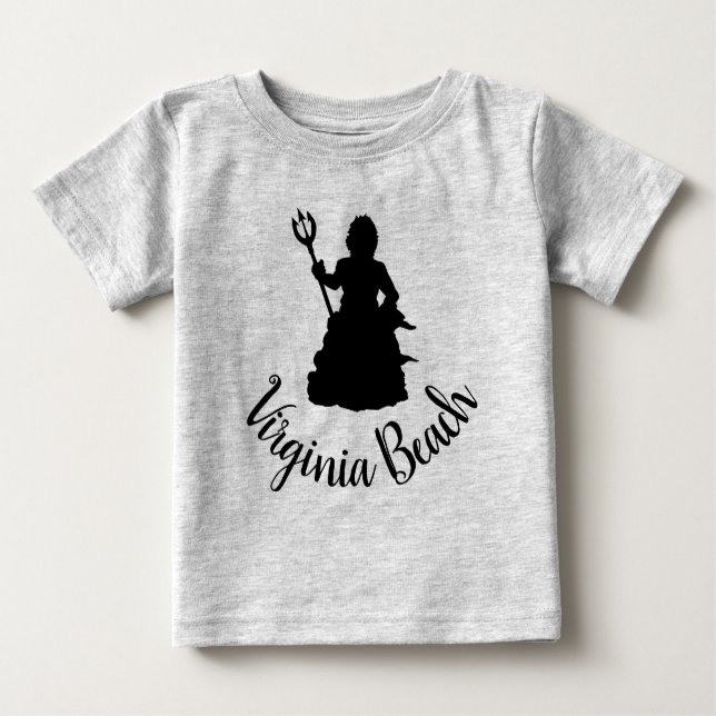 T-shirt Pour Bébé Virginia Beach, VA Statue Neptune Silhouette (Devant)