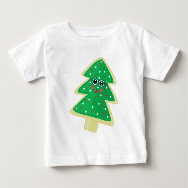 T-shirt Pour Bébé Visage de biscuits de Noël (Devant)