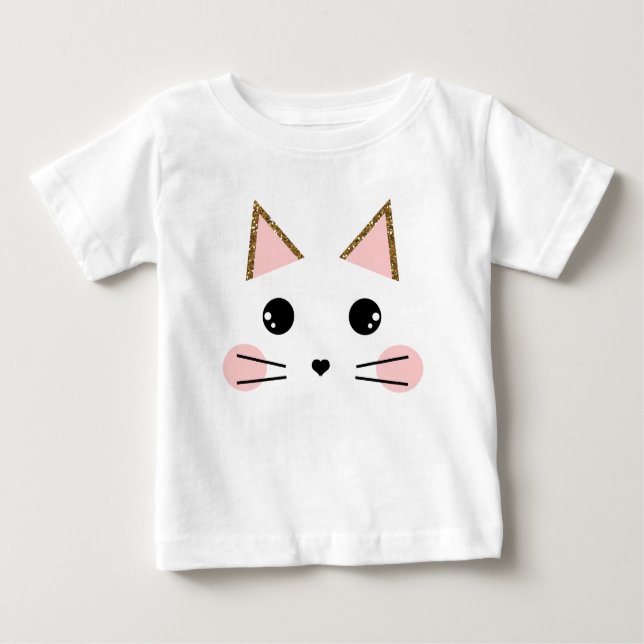 T-shirt Pour Bébé Visage de chat Kitty (Devant)