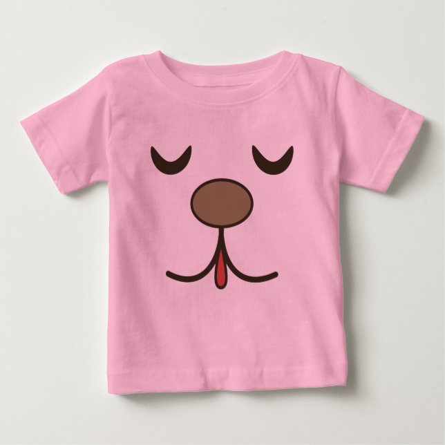 T-shirt Pour Bébé Visage de chien adorable rose  (Devant)