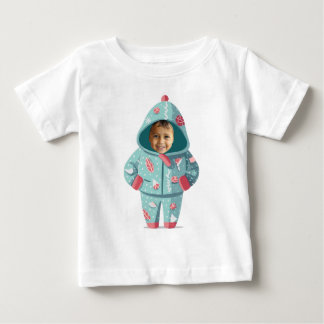 T-shirt Pour Bébé Visage de garçon de Noël Personnalisé
