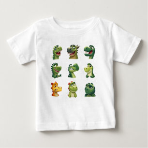 T-shirt Pour Bébé Visages de dinosaures amusants – Enfant dinosaure