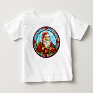 T-shirt Pour Bébé Vitrail Père Noël ornement de Noël-67672
