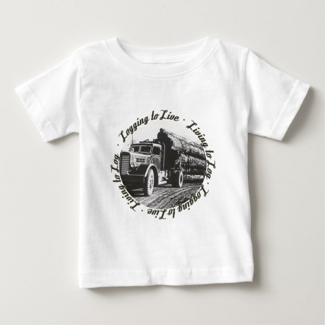 T-shirt Pour Bébé Vivant au rondin, notant pour vivre (Devant)