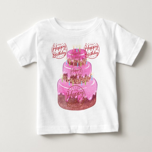T-shirt Pour Bébé voeux d'anniversaire (Devant)