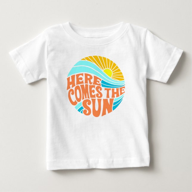 T-shirt Pour Bébé Voici Le Tee Soleil, Style Rétro, Style Hippie (Devant)