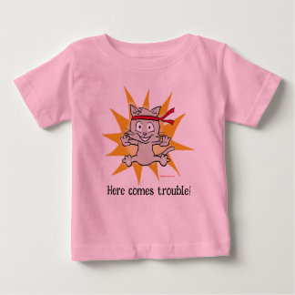 T-shirt Pour Bébé "Voici les ennuis !" - amusant mignon chaton top