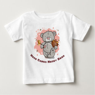 T-shirt Pour Bébé Voici l'Ours de Miel et un gros pot de Miel