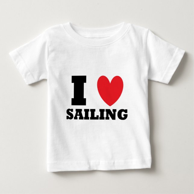 T-shirt Pour Bébé Voile. J'Adore La Voile. (Devant)