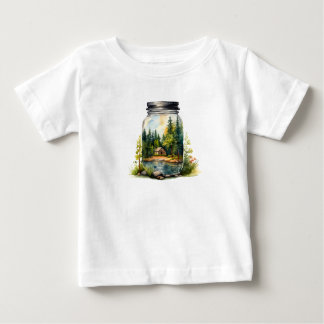 T-shirt Pour Bébé Voir le ruisseau, la maison dans le bocal en verre