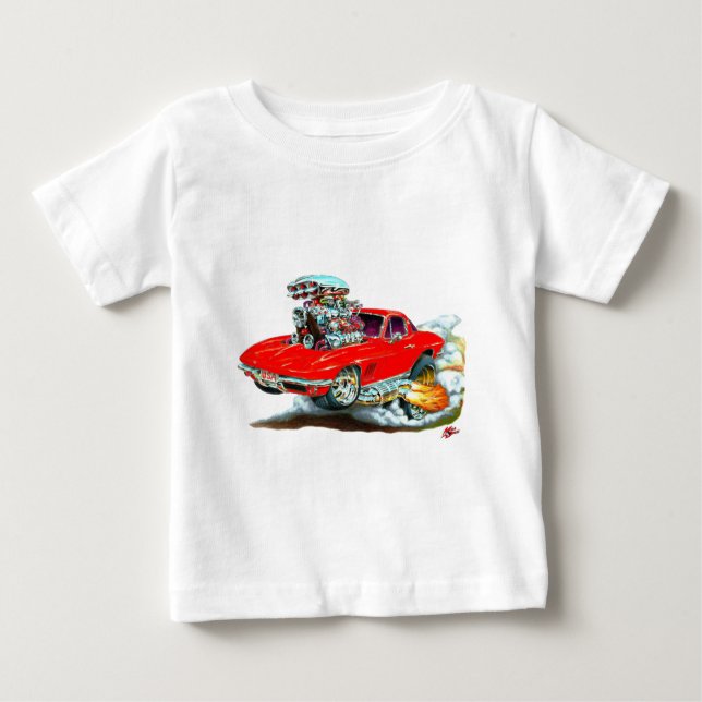 T-shirt Pour Bébé Voiture 1966-67 de rouge de Corvette (Devant)