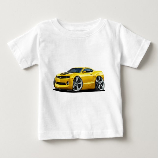 T-shirt Pour Bébé Voiture 2010-12 Jaune-Noire de Camaro (Devant)