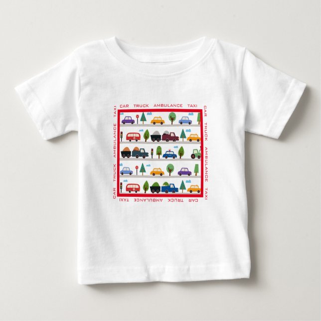 T-shirt Pour Bébé Voiture, Camion, Ambulance, Taxi Baby Toddler T-sh (Devant)