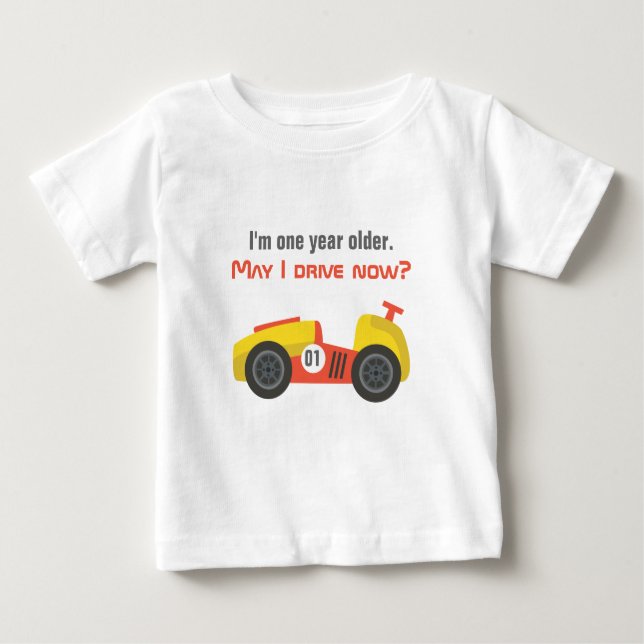 T-shirt Pour Bébé Voiture de course, Anniversaire Garçon, assez vieu (Devant)
