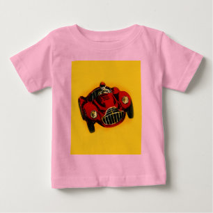 T-shirt Pour Bébé Voiture de course automatique rouge jaune vieille