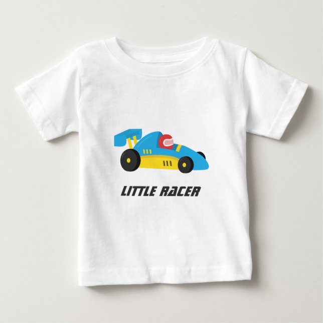 T-shirt Pour Bébé Voiture de course bleu mignonne pour le Little Rac (Devant)