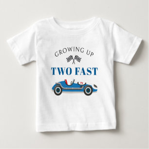 T-shirt Pour Bébé Voiture de course bleue pour le 2e anniversaire du