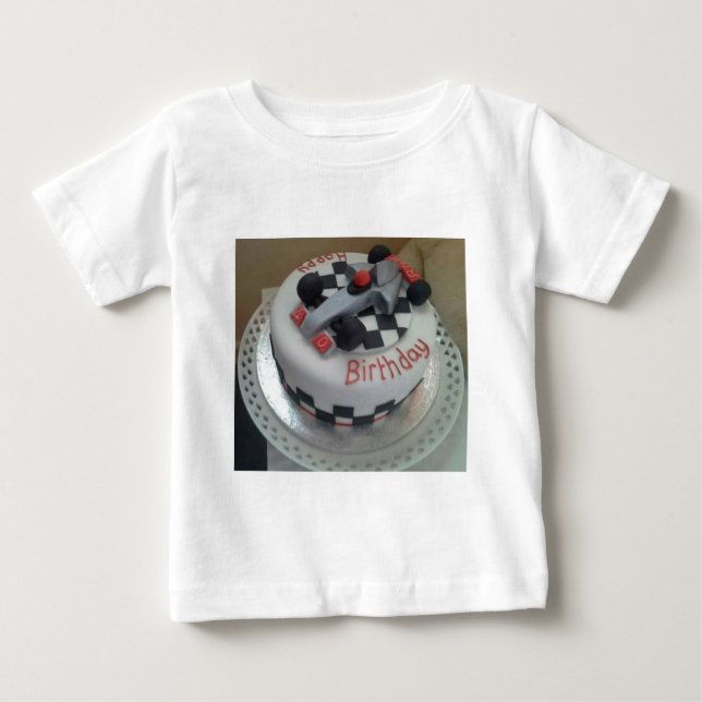 T-shirt Pour Bébé voiture de course d'anniversaire heureuse (Devant)