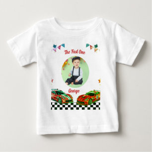 T-shirt Pour Bébé Voiture de course rouge et noir rapide un enfants 