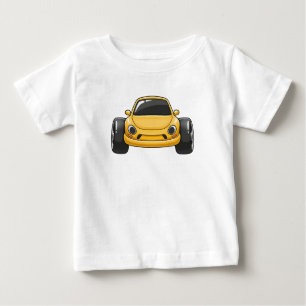 T-shirt Pour Bébé Voiture de dessin animé jaune