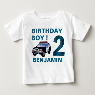 T-shirt Pour Bébé Voiture de police 2e fête d'anniversaire