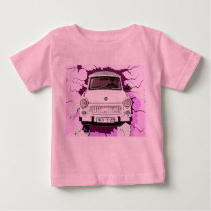 T-shirt Pour Bébé Voiture de Trabant et mur de Berlin Rose/lilas
