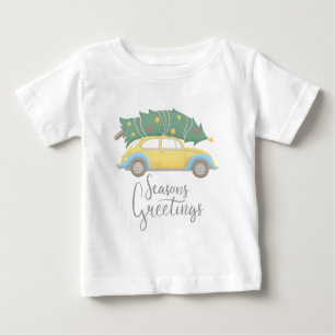 T-shirt Pour Bébé Voiture et arbre Joyeuses Fêtes
