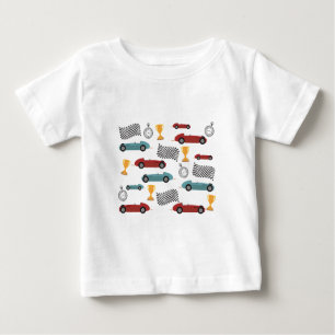 T-shirt Pour Bébé Voitures de course classiques Blue & Red Fast