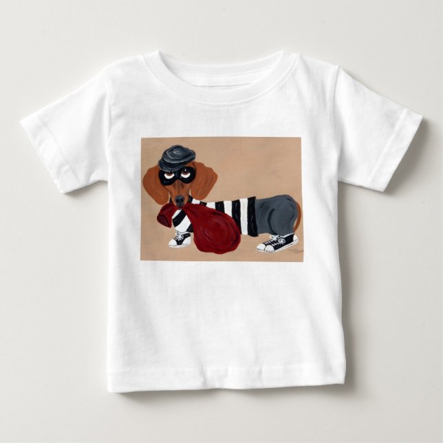 T-shirt Pour Bébé Voleur de friandises pour teckel (Devant)
