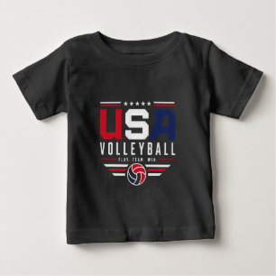 T-shirt Pour Bébé Volleyball USA Jouer Équipe Gagner Design Sportif
