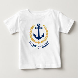 T-shirt Pour Bébé Votre nom de bateau Ancre Gold Laurel Feuille Star