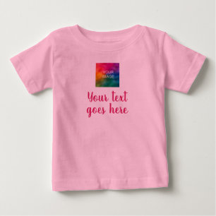T-shirt Pour Bébé Votre photo & texte de script Modèle tendance rose