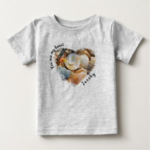 T-shirt Pour Bébé Vous êtes mon coeur. . .Coquillages sur sable de p