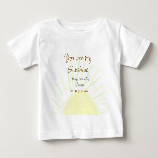 T-shirt Pour Bébé Vous êtes mon soleil jaune pastel anniversaire ajo (Devant)