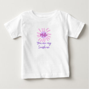 T-shirt Pour Bébé vous êtes mon soleil violet rose pastel rayons de