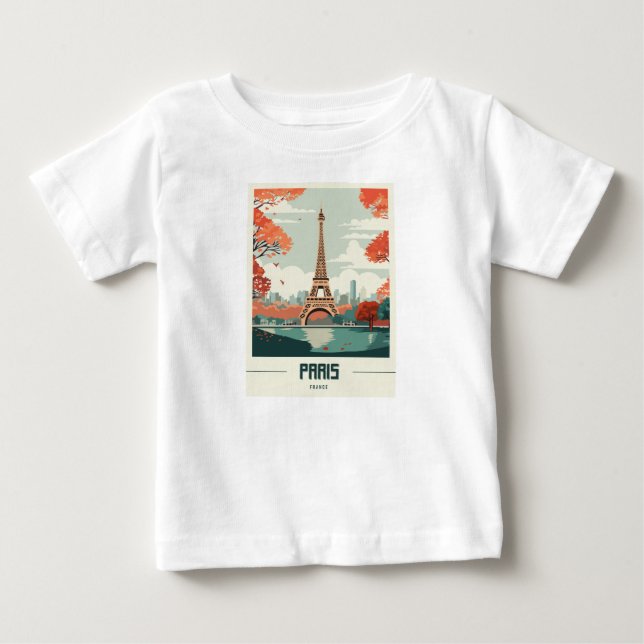 T-shirt Pour Bébé Voyage à Paris France (Devant)