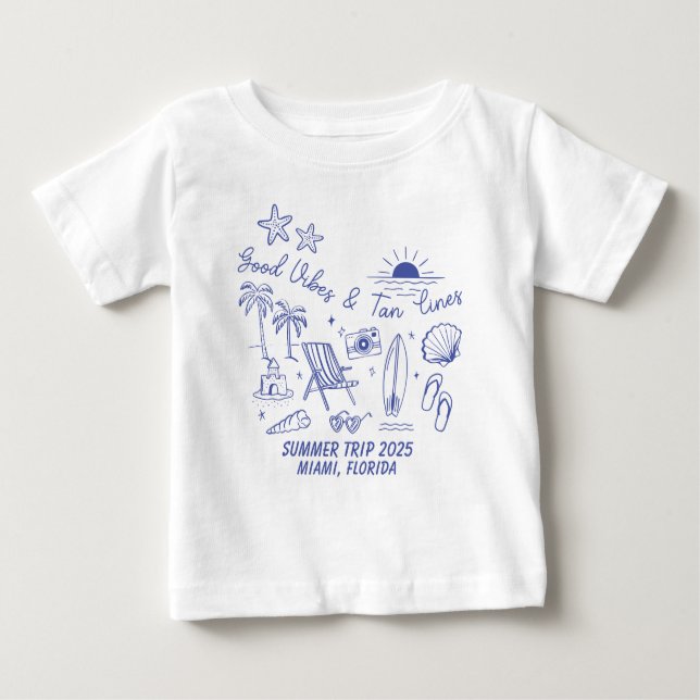 T-shirt Pour Bébé Voyage de plage d'été de famille personnalisé Grou (Devant)