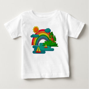 T-shirt Pour Bébé Voyage en bateau sous les nuages du soleil et l'ar