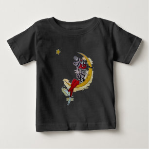 T-shirt Pour Bébé Vue cosmique : Elfe sur la lune aventure