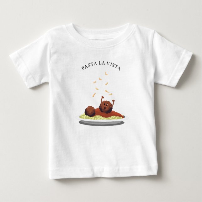 T-shirt Pour Bébé Vue de La de pâtes de boulette de viande heureuse (Devant)