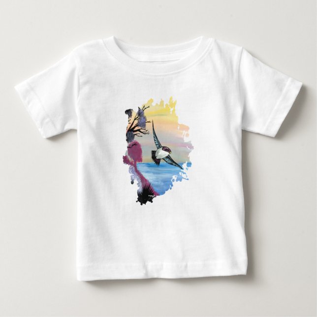 T-shirt Pour Bébé Vue Oiseaux (Devant)
