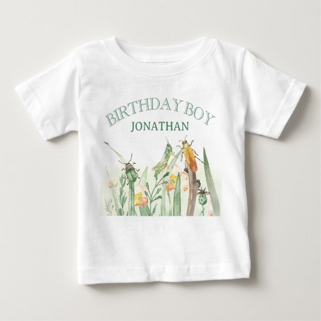 T-shirt Pour Bébé Watercolor Child's Bug Insect Birthday (Devant)