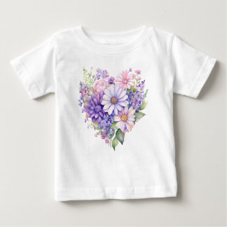 T-shirt Pour Bébé Watercolor Floral Heart Bloom Matching Outfit