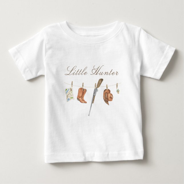 T-shirt Pour Bébé Watercolor Little Hunter Baby Shower (Devant)