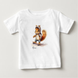 T-shirt Pour Bébé Watercolor Squirel Snowboard