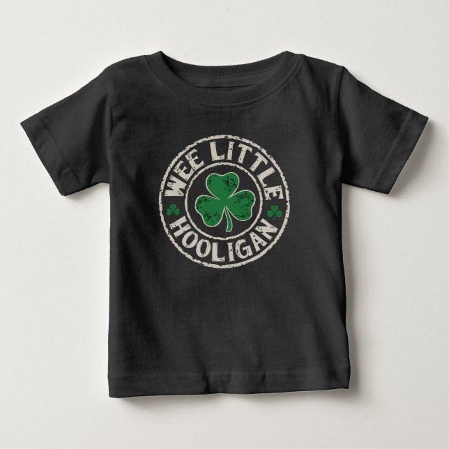 T-shirt Pour Bébé Wee Little Hooligan Shamrock St Patrick's Day (Devant)
